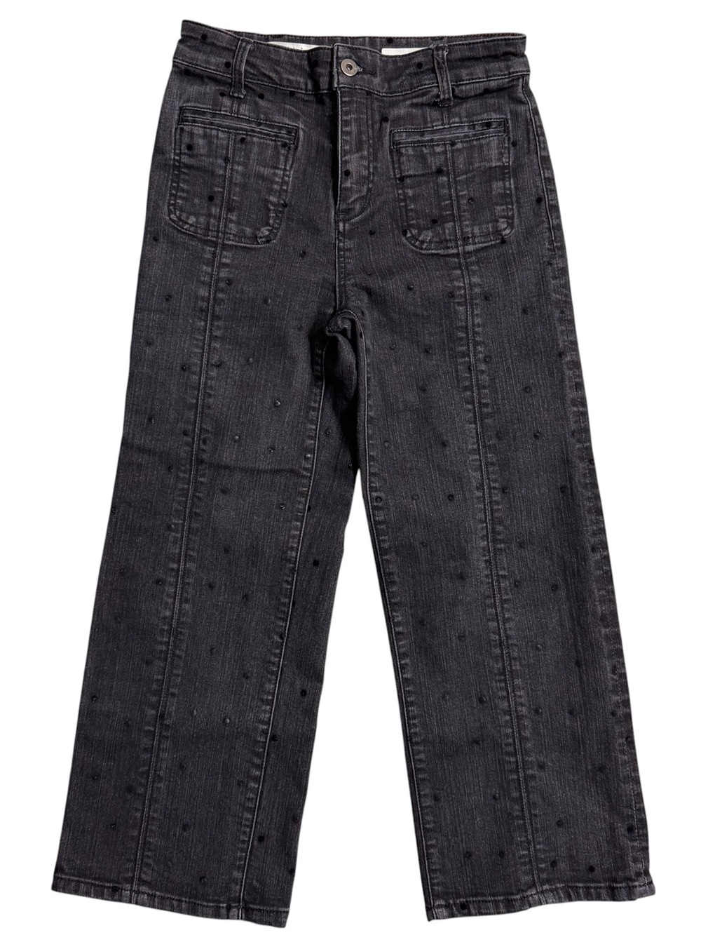 Anthropologie Pilcro Velvet Polka Dot High-Rise Cropped Wide-Leg Jeans Size 25